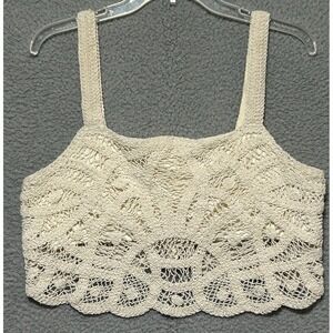 Womens Cream Crochet Halter Top By Every Size Large Bohemian